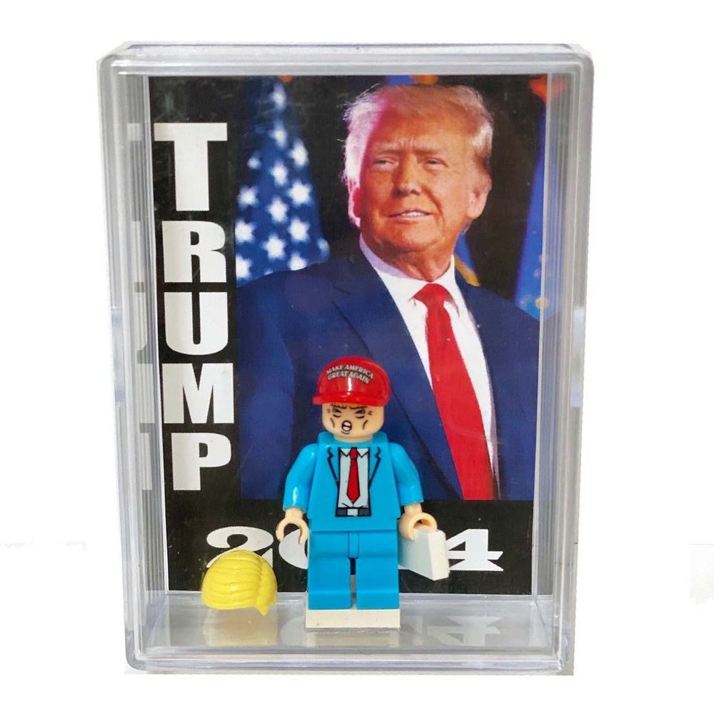 Donald Trump 2024 Custom Minifigure in Dispaly with Blue Suite President Trump
